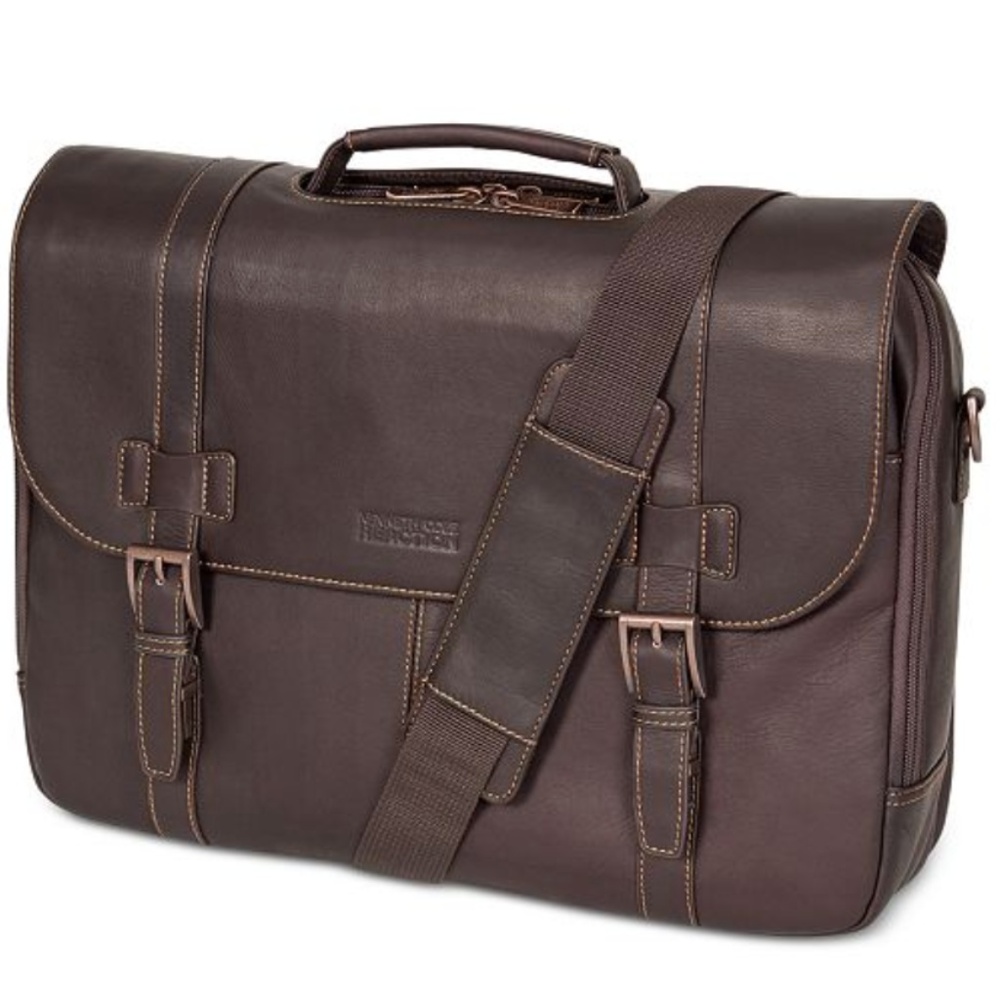 Kenneth Cole Reaction Leather Flapover Laptop Bag